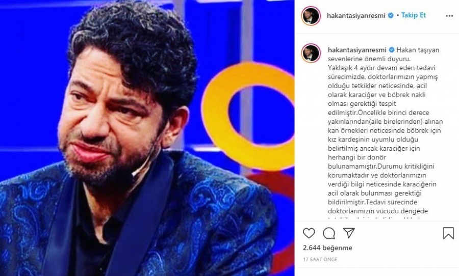 Hakan Taşıyan’ın sağlık durumu ciddiyetini koruyor