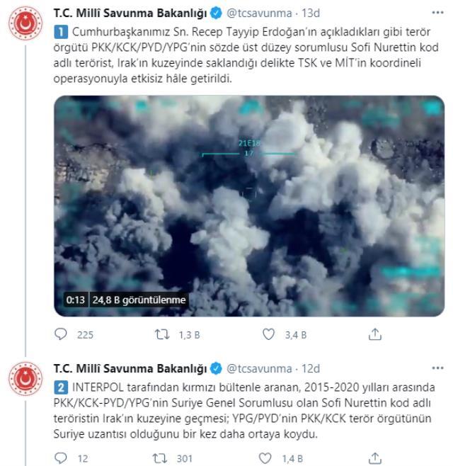 Son dakika! Milli Savunma Bakanlığı, PKK'nın Suriye sorumlusunun vurulma anı görüntülerini sosyal medyada paylaştı